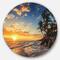 Designart - Paradise Tropical Island Beach with Palms' Extra Large Seascape Metal Wall Decor